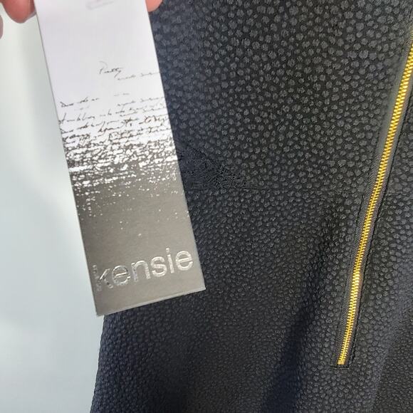 Kensie Little Black Dress  Lace Detail Fit & Flare Textured Black Size Medium - Picture 7 of 11